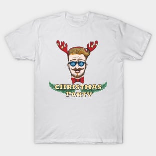 Hipster Christmas Party Design T-Shirt